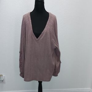 Elegant V-Neck Mauve Sweatshirt